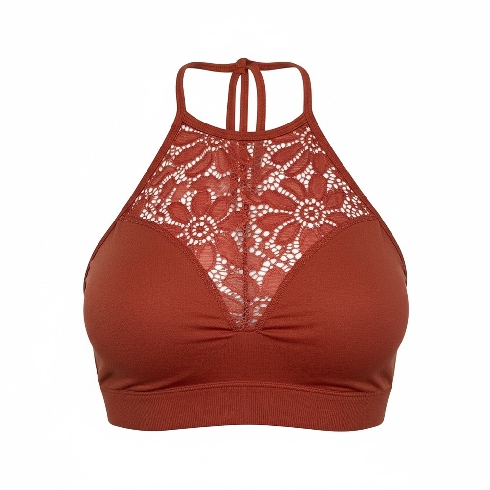 Zenana Outfitters Floral Lace Bralette - Rust